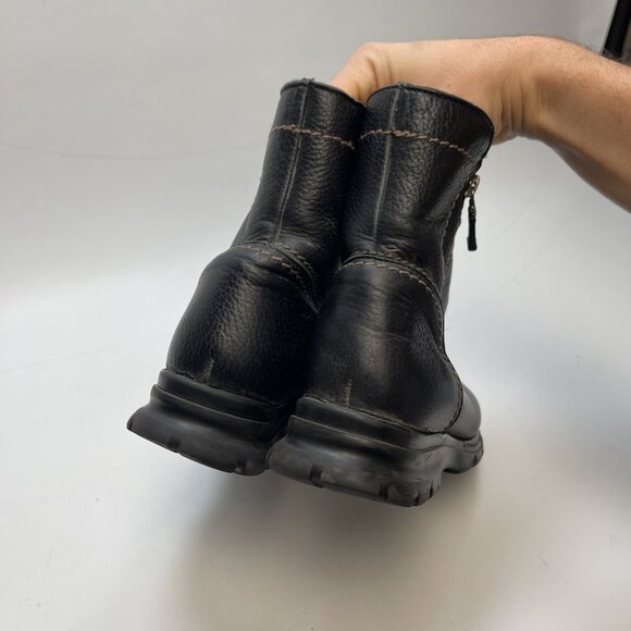 Pajar Black Utility Leather Chunky Boots Wom 7 US Warm Genuine Shearling Lining - Picture 8 of 15